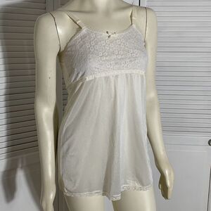 Vintage ILGWU White Empire Waist Short Slip Dress Big Girls 14